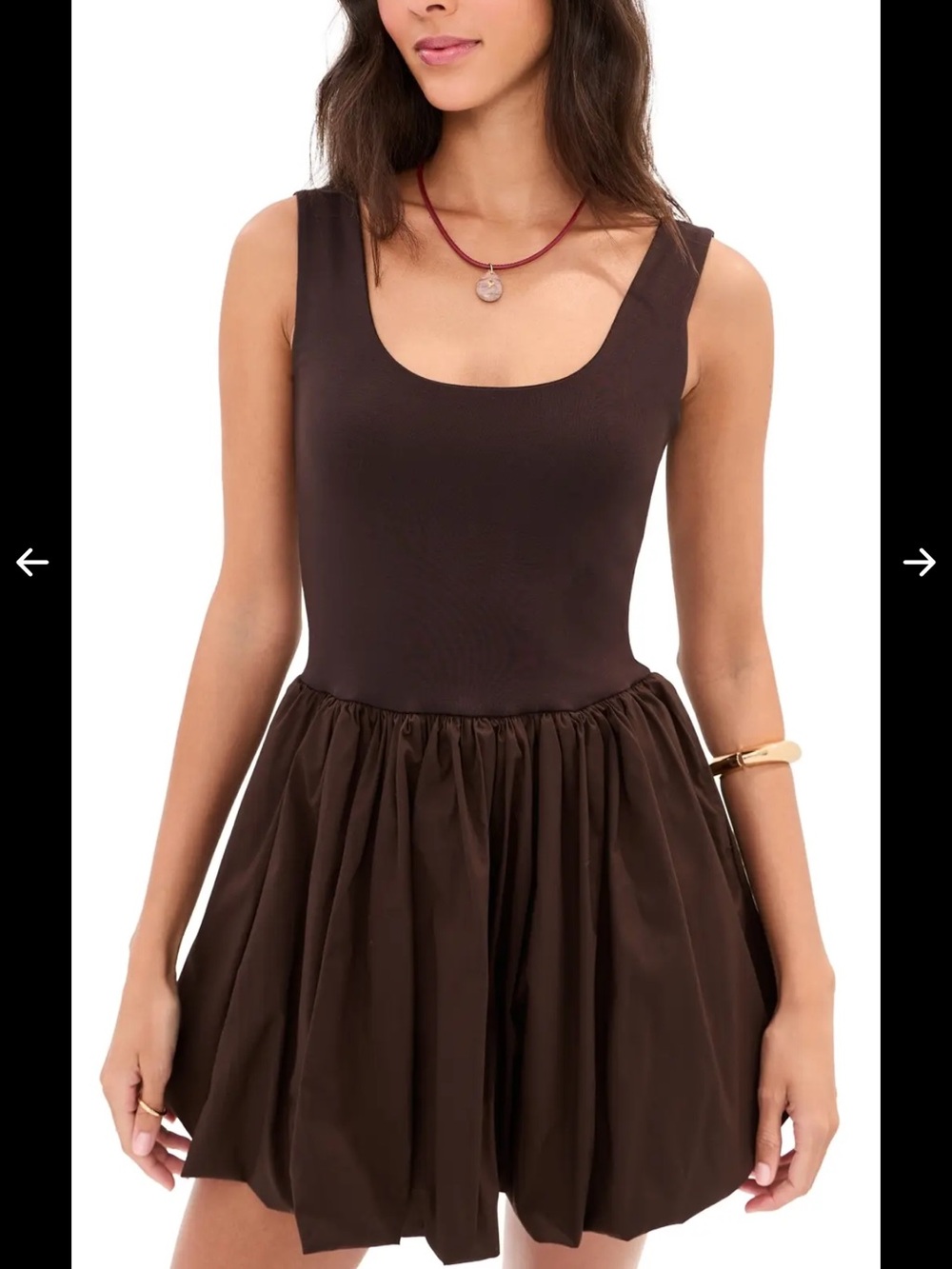 Sleeveless Brown Mini Dress with Scoop Neck